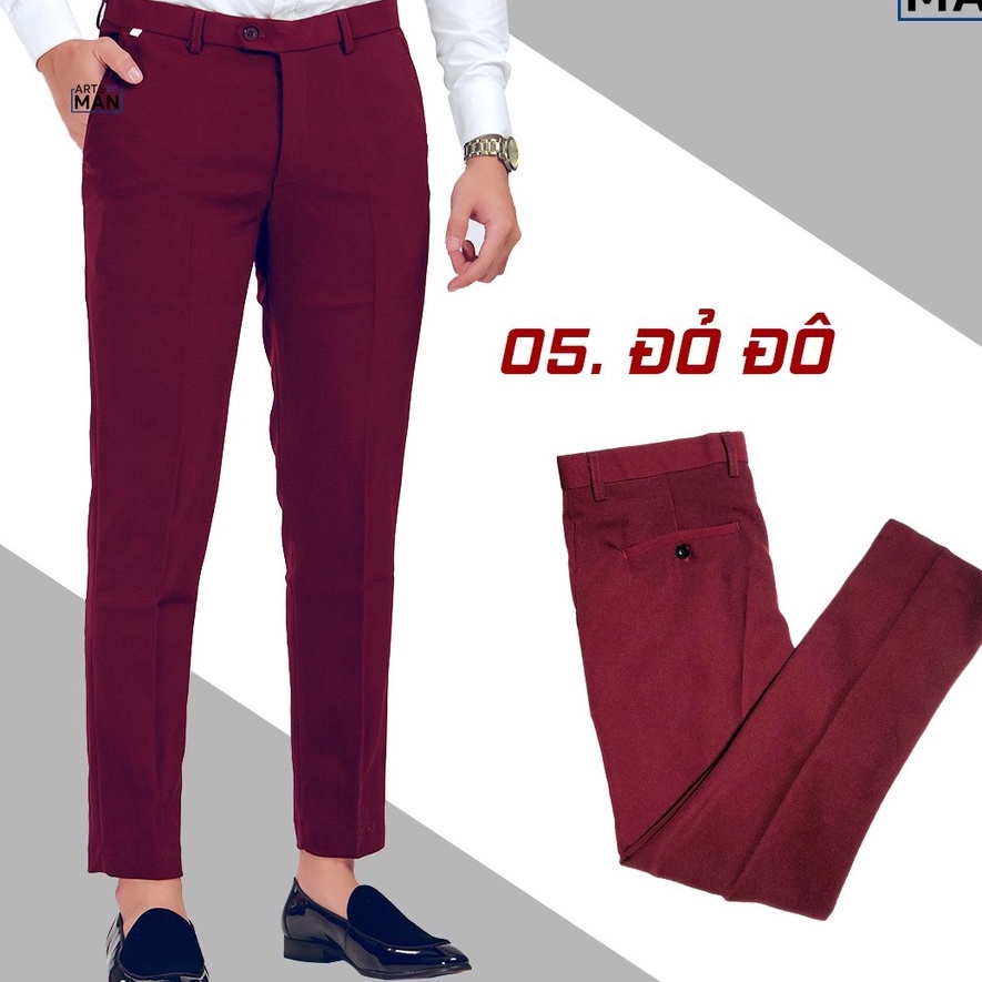 Quần Âu Nam Cao Cấp, quần tây nam 3 màu đỏ, nâu bò,ghi ống côn dáng ôm đẹp phong cách Hàn Quốc - HÀNG MỚI VỀ
