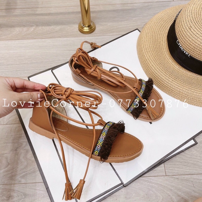 [Mã SKAMFSW175 giảm 10K đơn 50K] SANDAL CAO GÓT LOVIIECORNER - GIÀY SANDAL CAO ĐẾ NHỌN 7 PHÂN CỘT DÂY CHIẾN BINH G220307