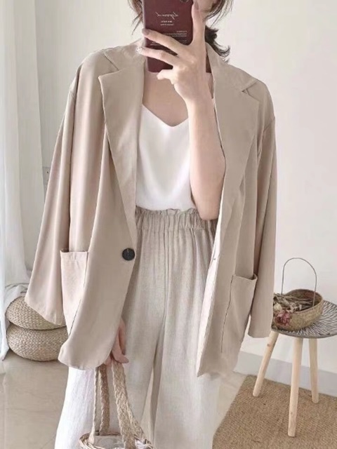 Áo Blazer Trơn Vintage Áo Vest Phong Cách Hàn Quốc Thời Trang Cho Nữ MS1856 | BigBuy360 - bigbuy360.vn