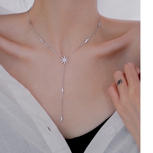 Dây chuyền Bạc ý 925 ngôi sao treo dài vòng cổ nữ
