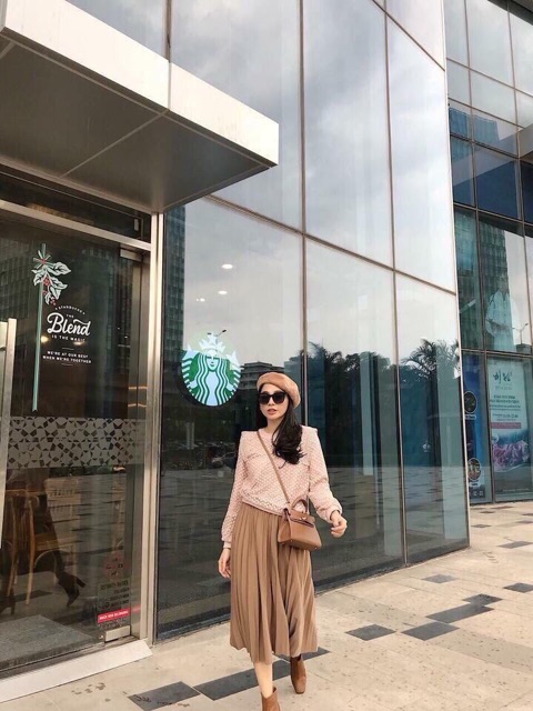 Chân váy nhũ xếp ly dáng dài midi | BigBuy360 - bigbuy360.vn