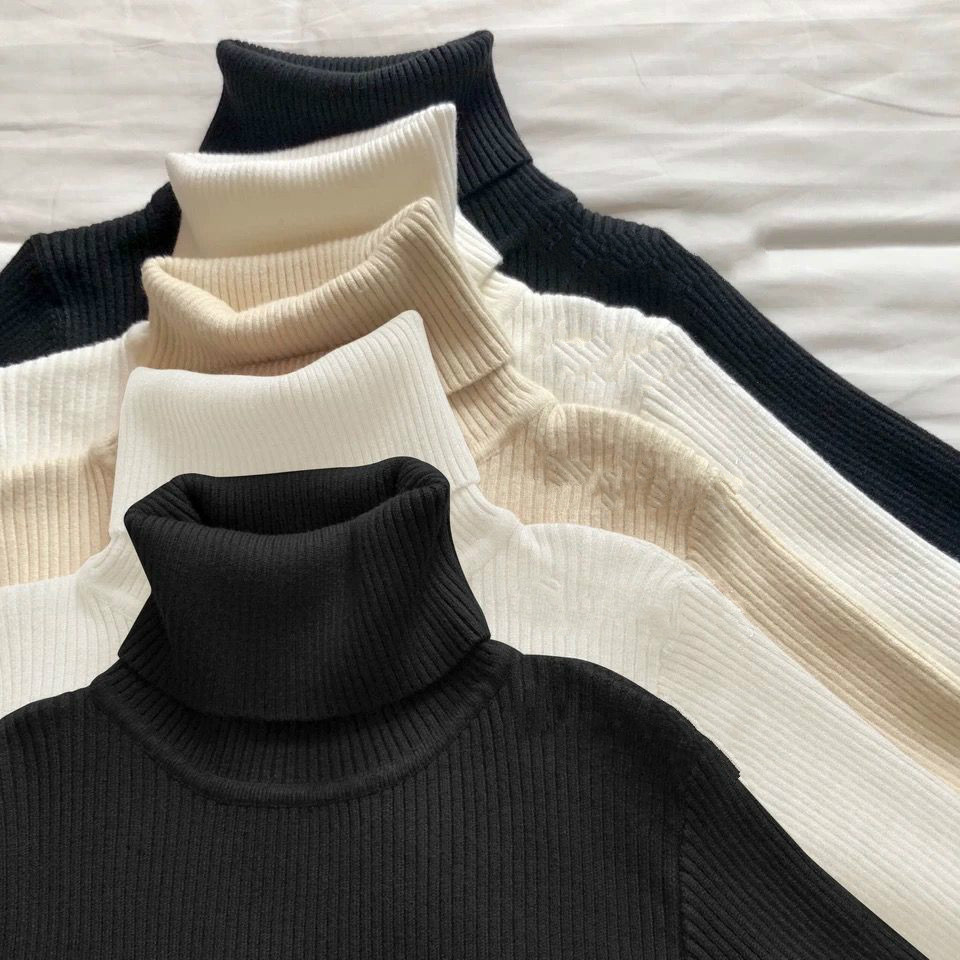 Áo Giữ Nhiệt New Korean Slim High Neck Long Sleeve Bottoming Sweater Women