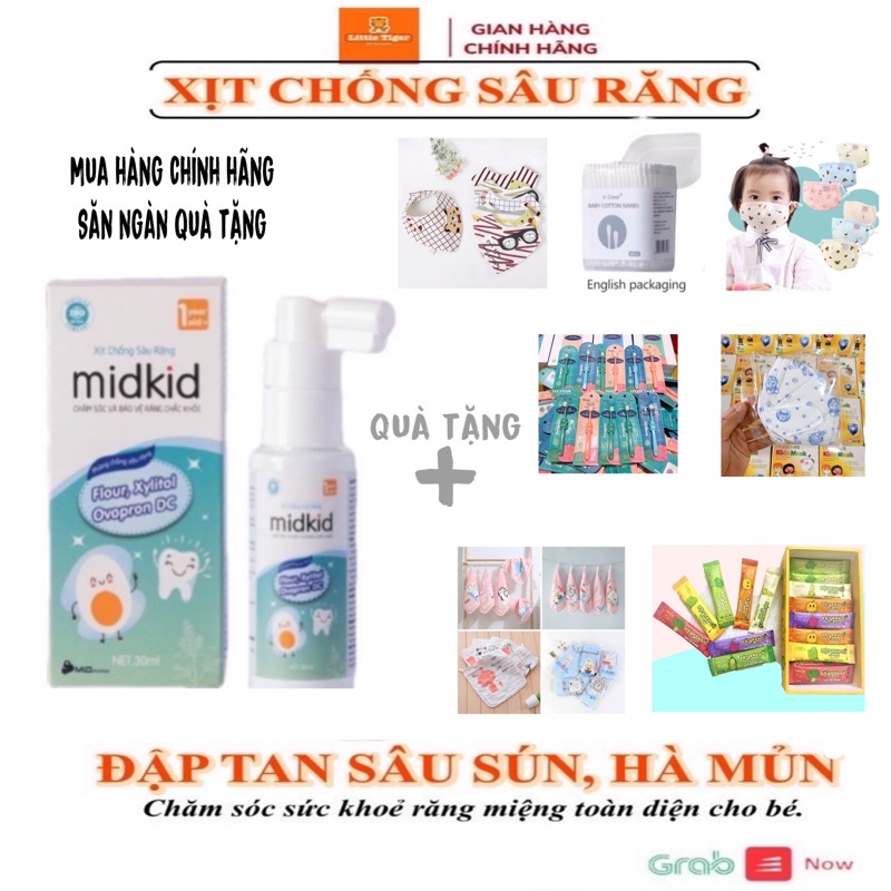 TẶNG BÀN CHẢI- Xịt Chống Sâu Răng MIDKID - bảo vệ men răng ,ngừa ố vàng (dành cho bé từ 1 tuổi)