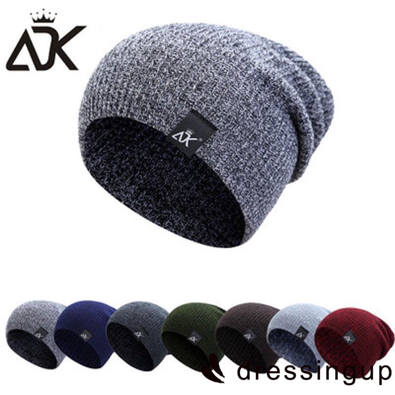 Mũ Len Trùm Đầu Unisex Màu Trơn Ấm Áp Thời Trang