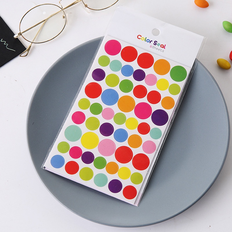 Set 6 tấm sticker ngôi sao, sticker hình tròn trang trí sổ