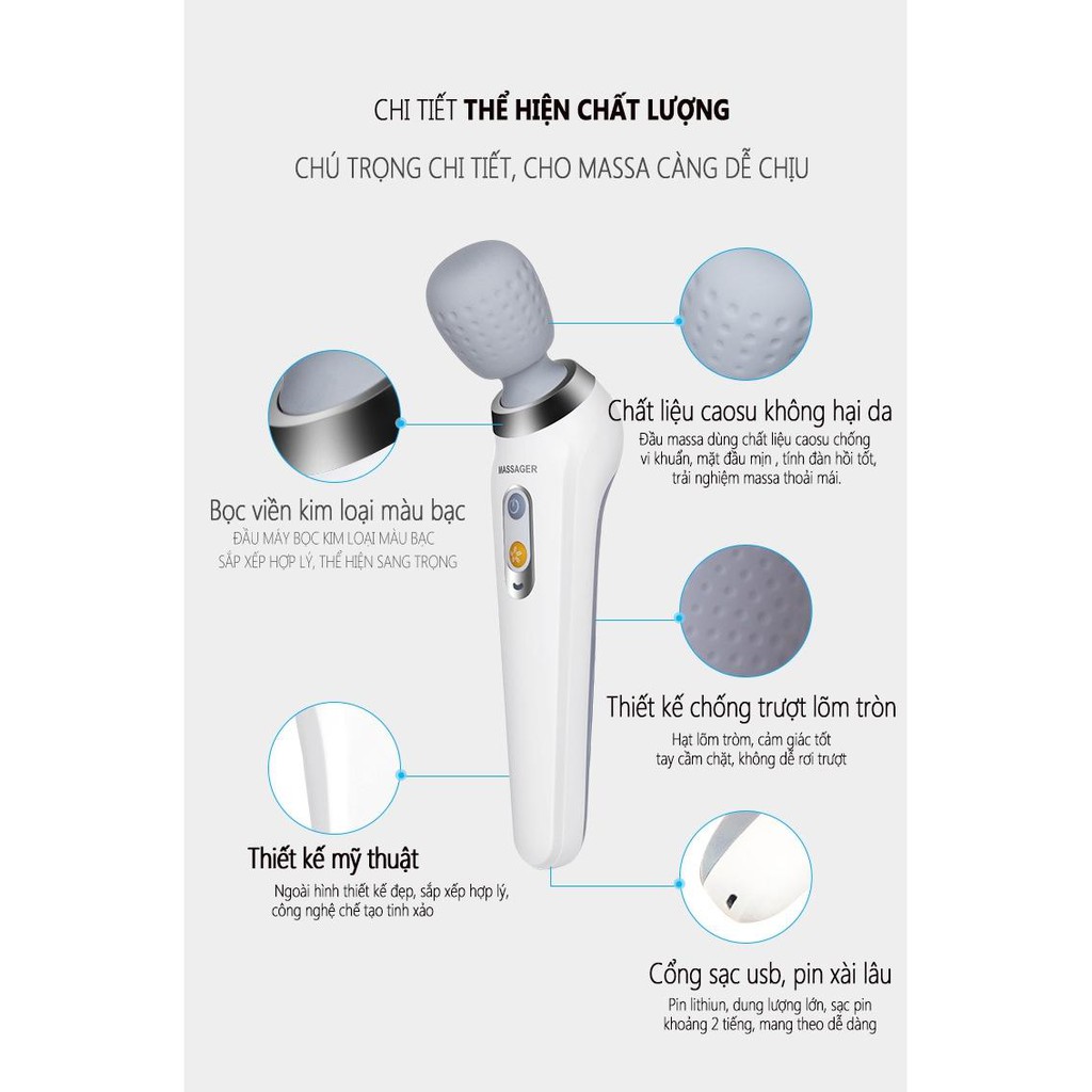 Máy massage toàn thân mini đa năng tay cẩm, rung động massage cơ bắp toàn thân