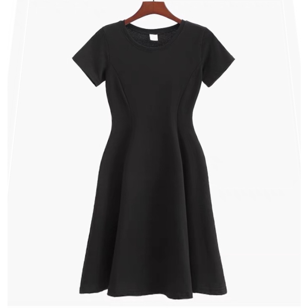 Đầm Xòe Hotgirl Tay Ngắn Đen Viền Bèo Dáng Chữ A Siêu Tôn Dáng DC-0050-babytee