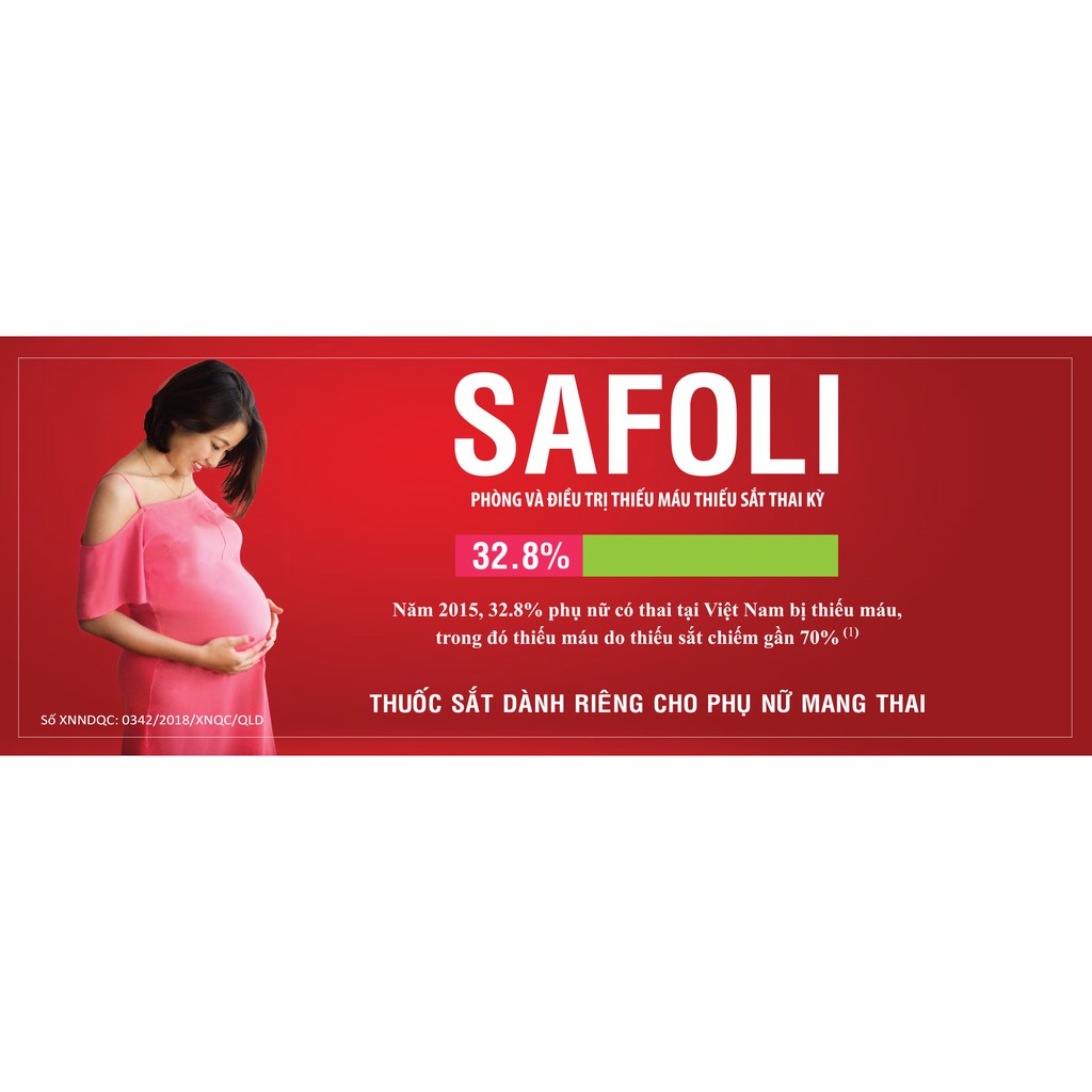 Avisure Safoli - sắt cho phụ nữ mang thai và người thiếu máu hoặc có nguy cơ thiếu máu( Hộp 30 - 60 Viên)