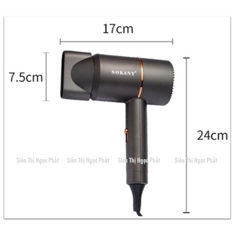 Máy sấy tóc mini Sokany tạo kiểu_Ion âm_2 Tốc độ_chống khô tóc_SK2022