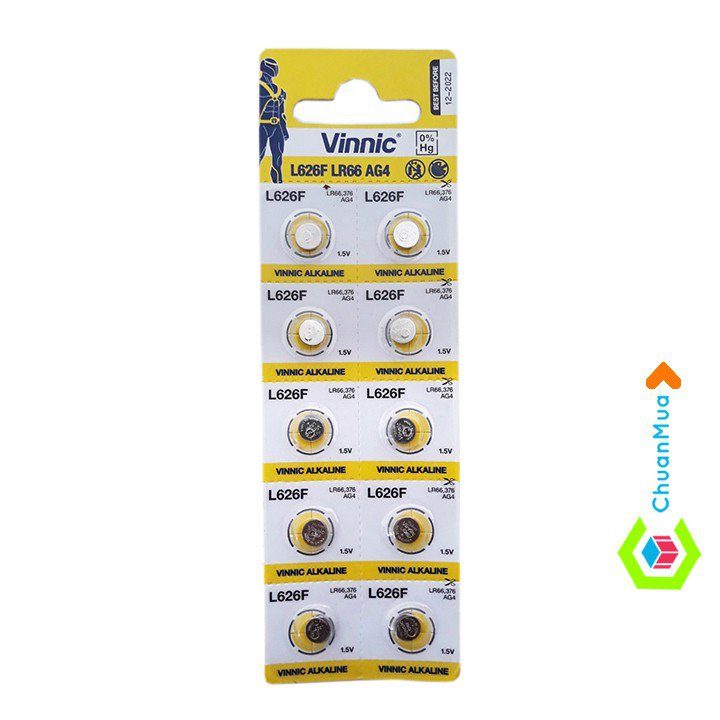 Vỉ 10 Viên Pin Đồng Hồ VINNIC L626F - Sỉ Pin Đồng Hồ