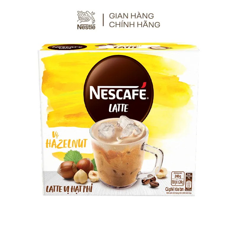 Combo 3 hộp Cà phê sữa hạt NESCAFÉ Latte vị Hạt Phỉ BAO BÌ MỚI (10 gói x 24g)