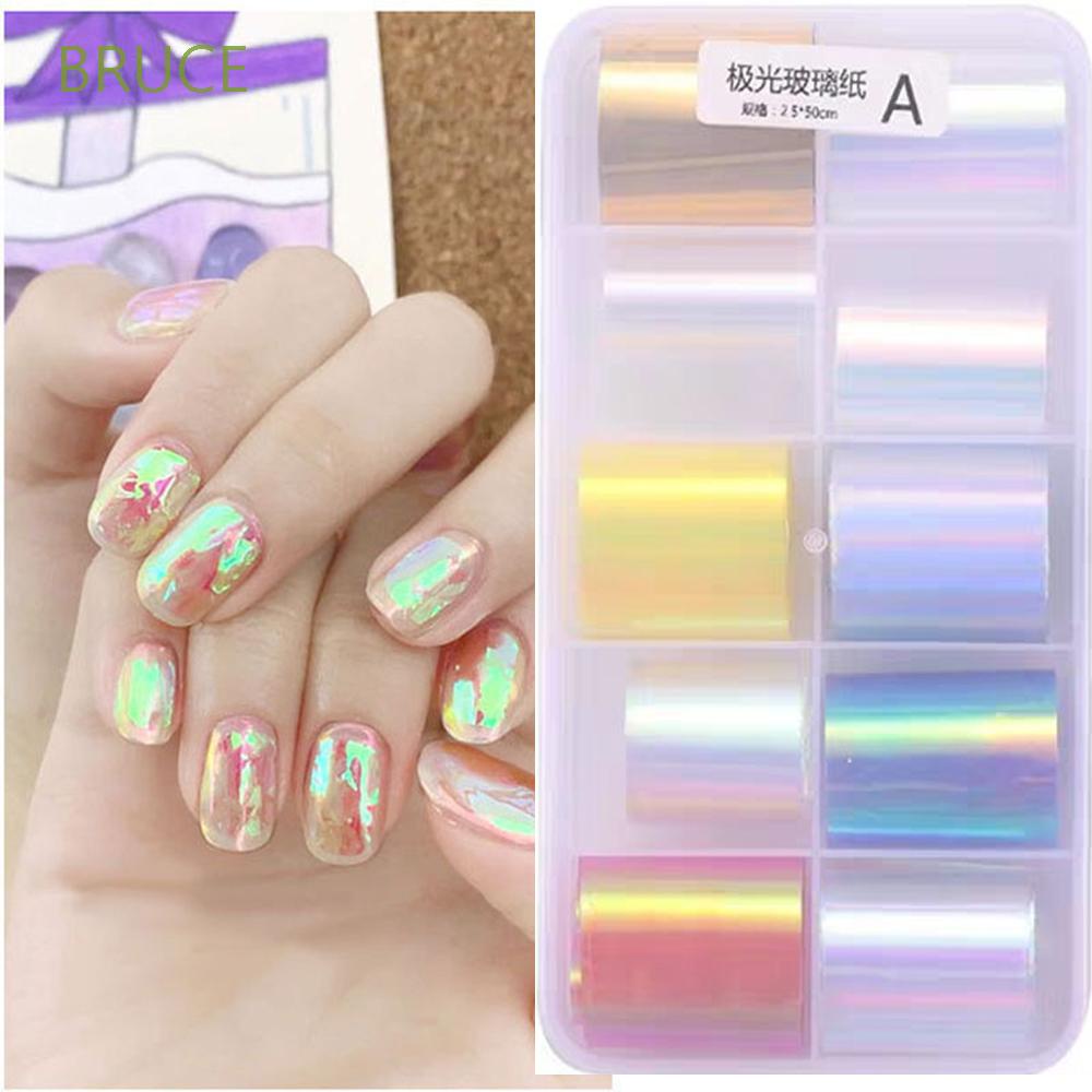Hộp giấy bạc dán trang trí móng tay màu gương cực quang laser sáng bóng lấp lánh DIY