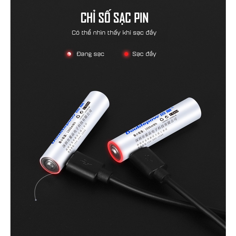 Pin Sạc Cổng Micro USB AA 1.5v Doublepow 2400mWh dùng cho đồ chơi, Micro karaoke, máy ảnh - Hàng Chính Hãng