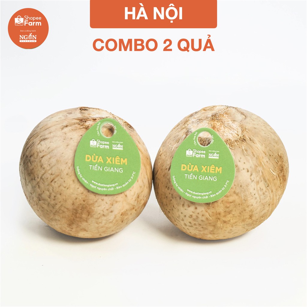 [Mã 267FMCGSALE giảm 8% đơn 500K] [HN] Combo 2 Quả Dừa Xiêm Tiền Giang Loại 1 Vị Ngọt Đậm Tươi Ngon - Shopeefarm