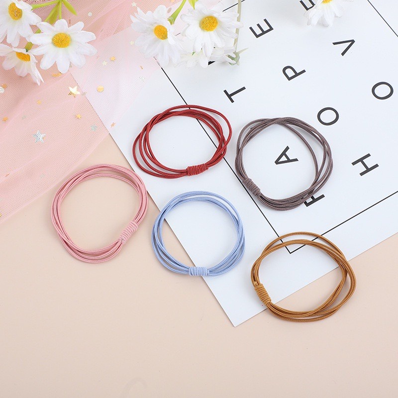 Dây buộc tóc cao su 4 sợi phong cách Hàn Quốc nhiều màu