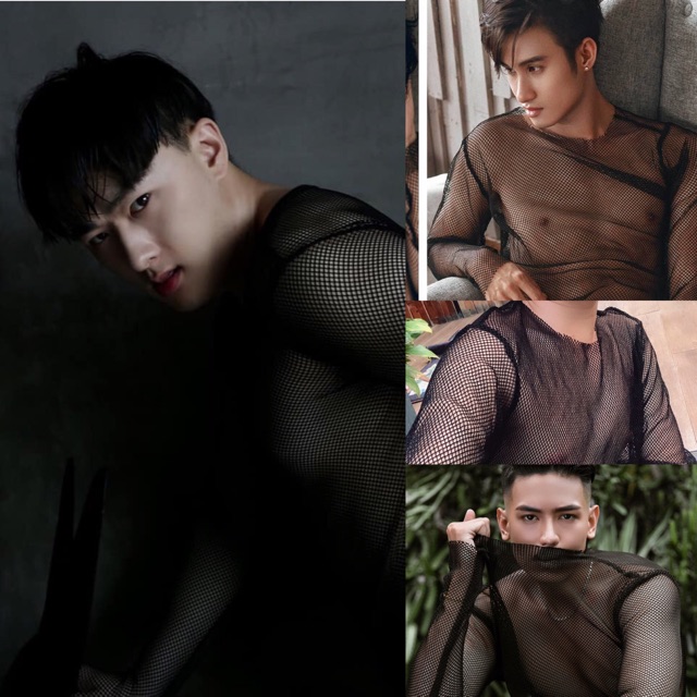 Áo thun lưới unisex dài tay sexy