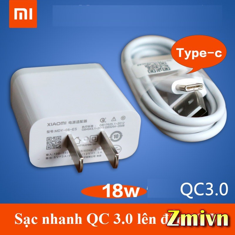 Củ sạc nhanh 5V-3A, QC 3.0 xiaomi MDY-08-ES