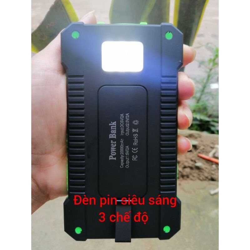 Sạc pin dự phòng sử dụng năng lượng mặt trời dung lượng lớn 20000mAh chống nước