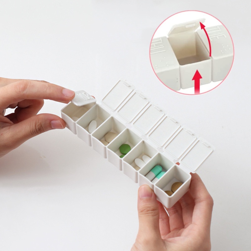 1 Hộp Đựng Thuốc 7 Ngăn Mini Chống Bụi