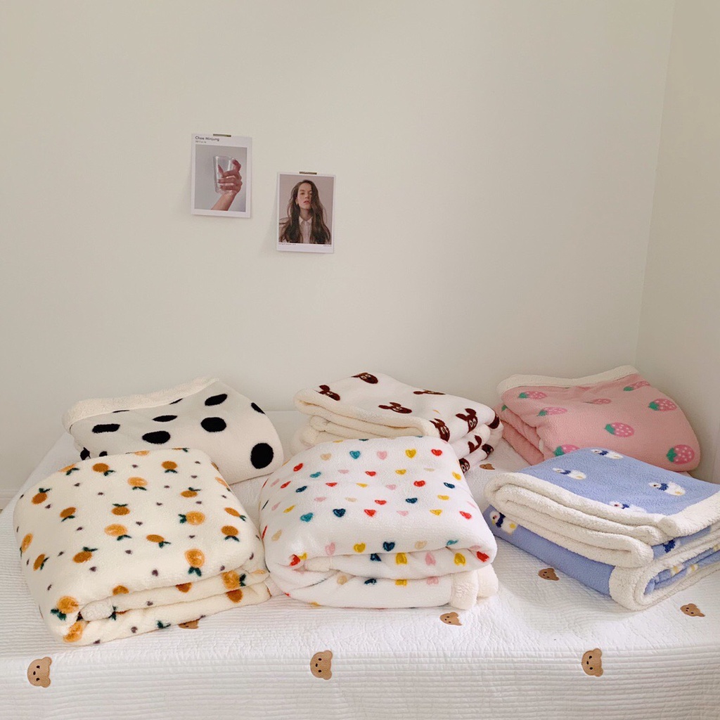 Chăn lông cừu 2 mặt size baby, nhiều mẫu đáng yêu cho bé (150𝐱200cm)