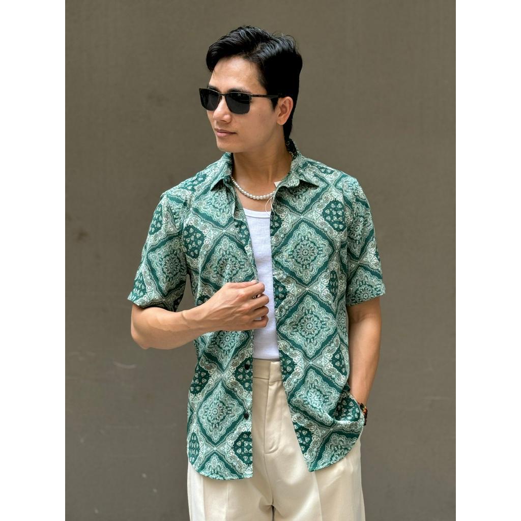 JL Áo sơ mi chất lụa trơn mịn họa tiết độc đáo thiết kế cổ thường classic tông màu siêu đẹp