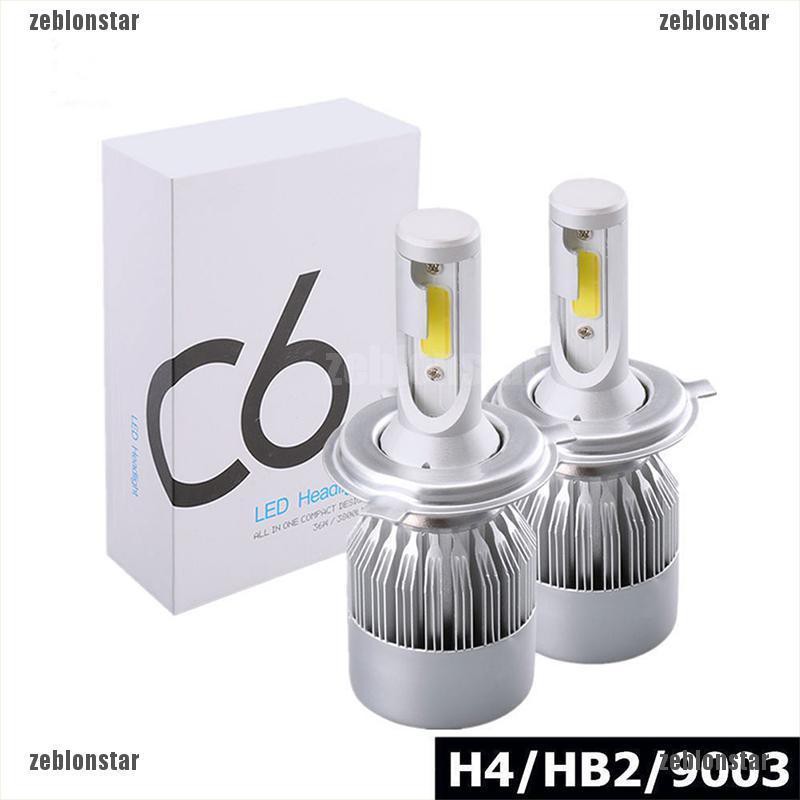 ❤star Cặp bóng đèn pha LED H4 C6 3800LM 36W 6000K cho xe hơi ▲▲