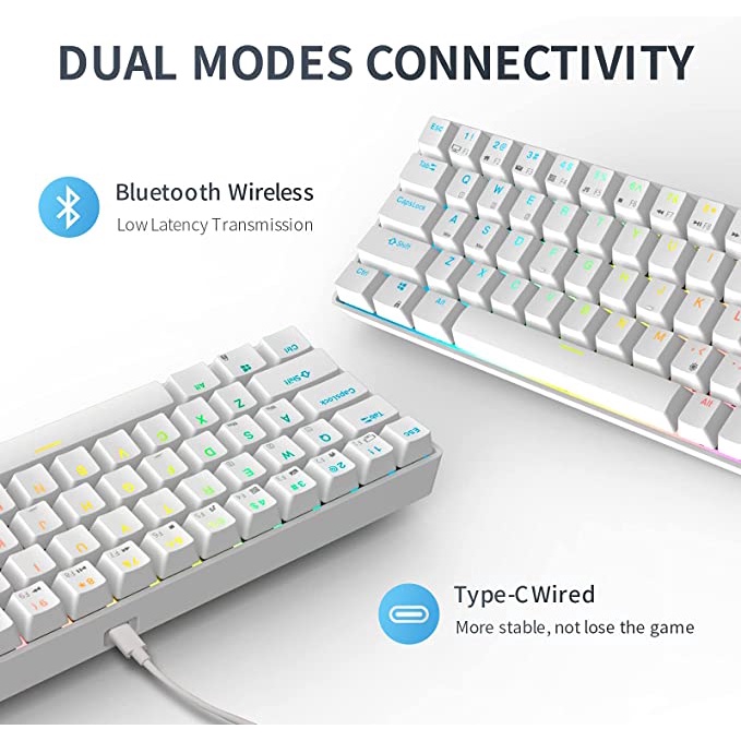 Bàn Phim Cơ Royal Kludge RK G68 Led Đơn - Bàn phím cơ không dây Royal Kludge RK G68 Bluetooth 5.0 và Wireless 2.4G