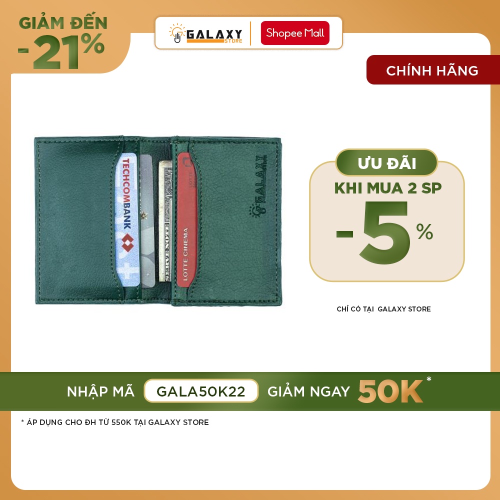 Ví Nam Nữ Nhỏ Gọn Cao Cấp Thời  m Trang Nhiều Ngăn Name Card Danh Thiếp Thẻ Galaxy Store GVMB0607NU