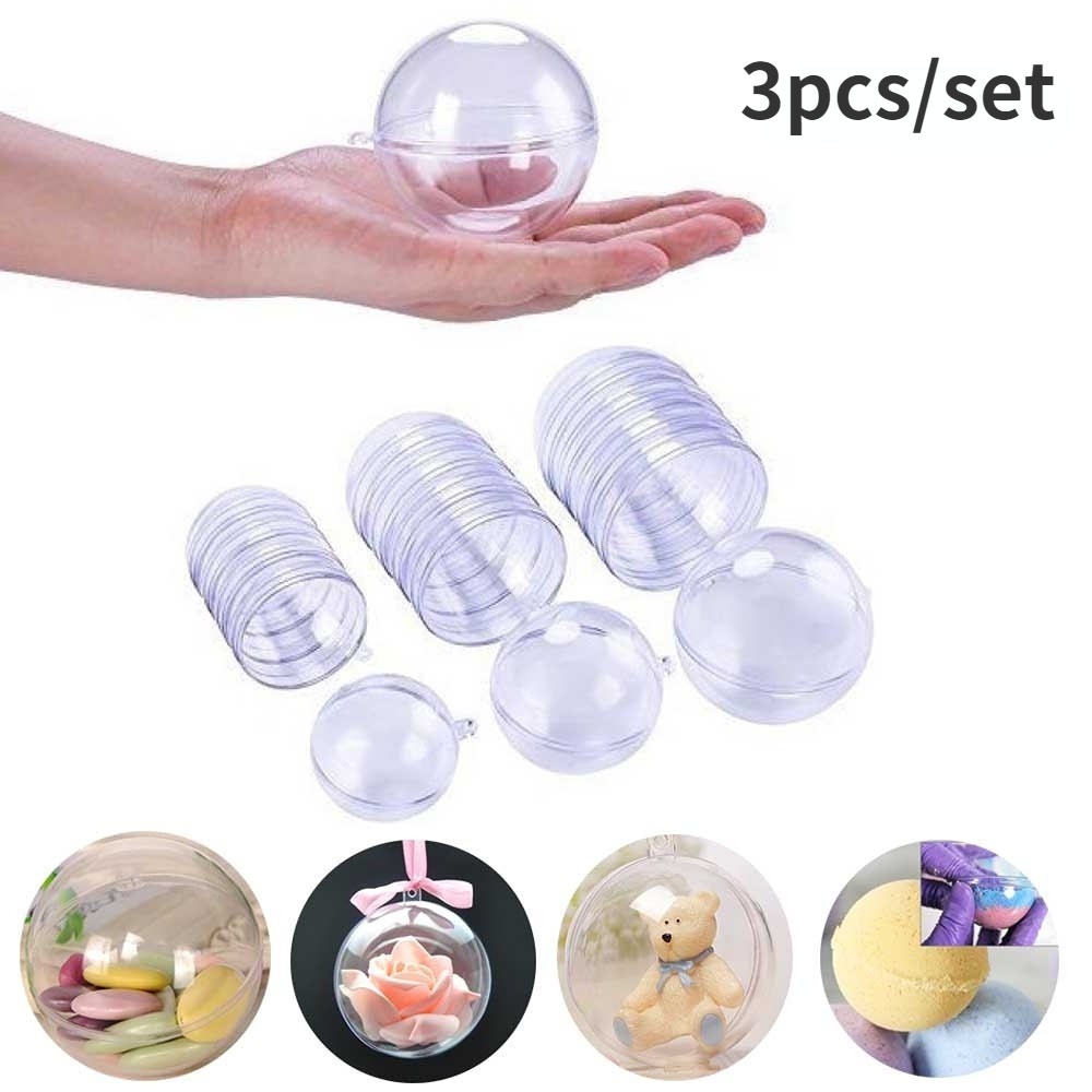 Set 3 Quả Cầu Hoa Bằng Nhựa Acrylic Trong Suốt Kích Thước 3~12cm Dùng Trang Trí Nhà Cửa/Tiệc Cưới/Giáng Sinh