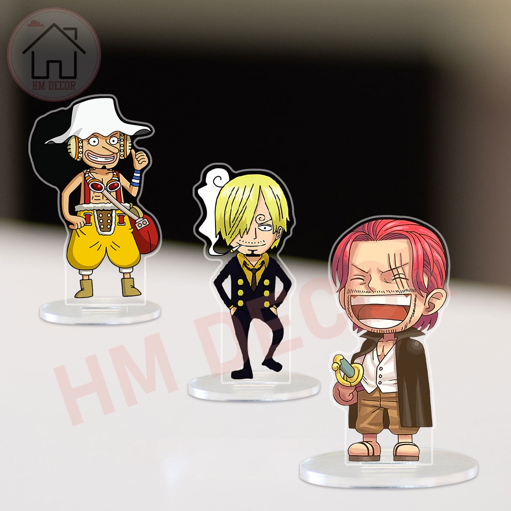 Mô hình nhân vật arcrylic anime One Piece Đảo Hải tặc Băng mũ rơm Luffy Nami decor góc học tập để bàn làm việc cao 8cm