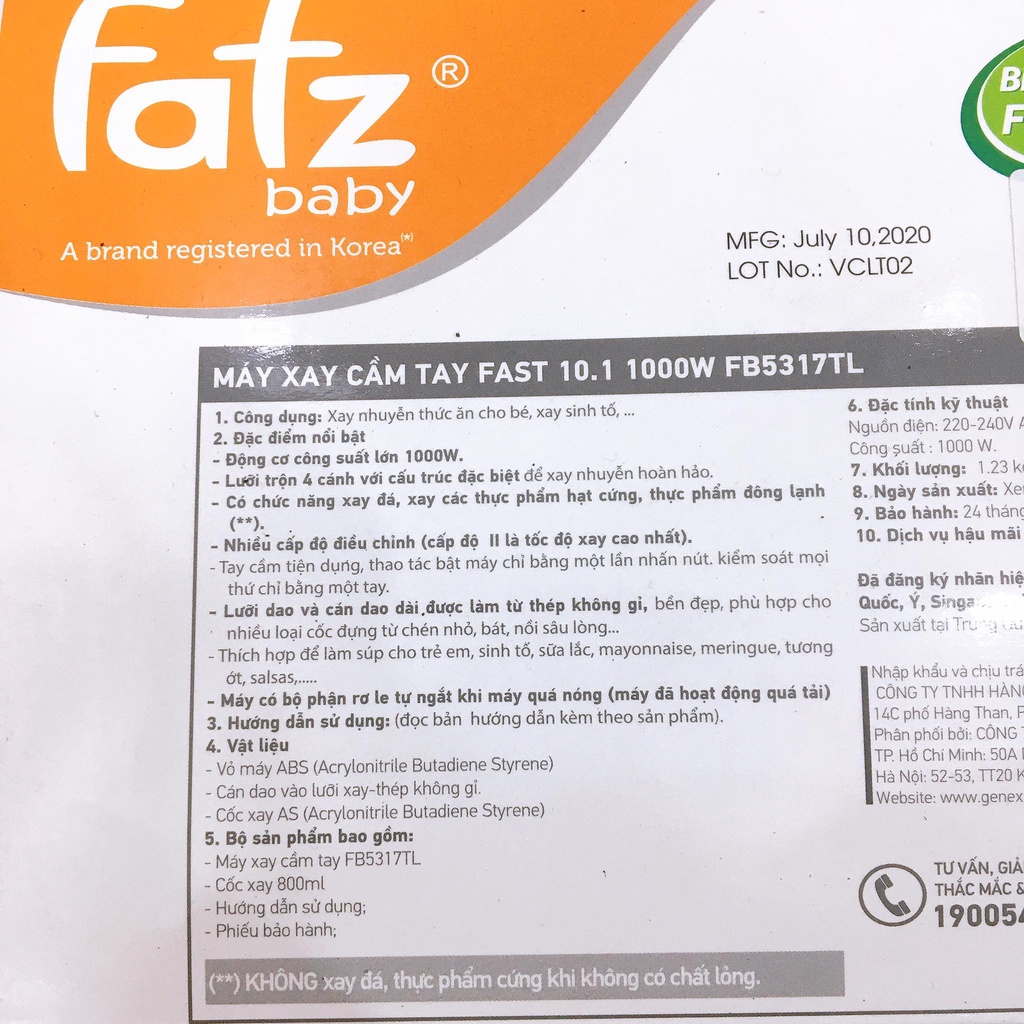 Máy Xay Cầm Tay Fatz 10.1