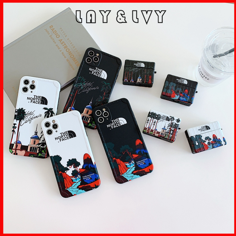 Fashion Brand The North Face Hotel California Yellowstone Park Drop-resistant IMD Silicone Airpods Case Earphone Case for AirPods Pro AirPods 1/2