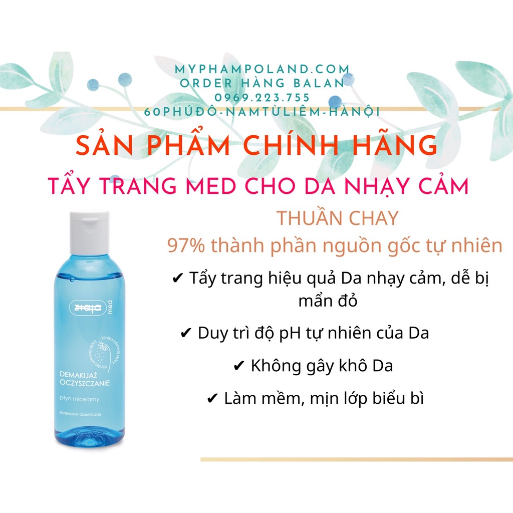 TẨY TRANG MED CHO DA NHẠY CẢM DA DẦU MỤN