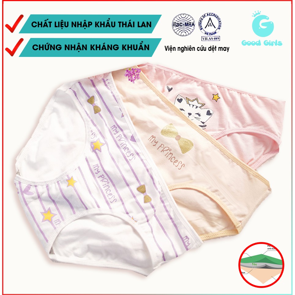 [Mã FABRFAKF154 giảm 100% đơn 0đ tối đa 10k] Set Quần Lót Kháng Khuẩn Cotton Dễ Thương Cho Bé Gái Học Sinh Good Girls