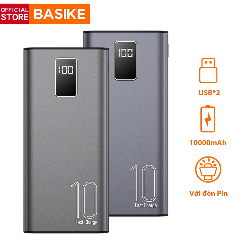 Sạc dự phòng 10000mAh 20000mAh BASIKE 10W Với đèn Pin Cho iPhone Huawei Samsung OPPO - Bảo hành 12 tháng