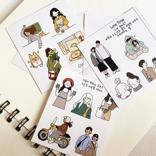 Set sticker cặp đôi dễ thương trang trí sổ tay theo phong cách Hàn Quốc
