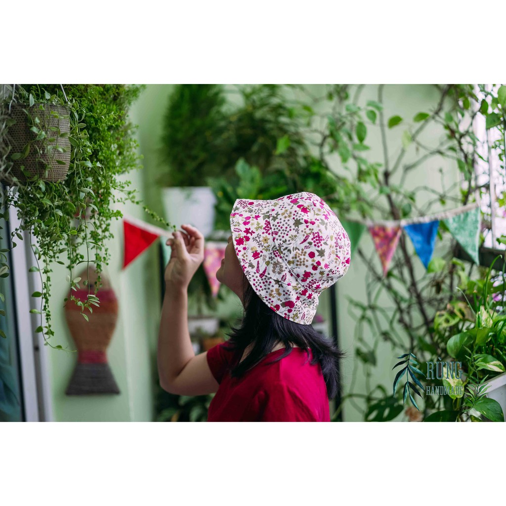 Mũ vải bucket handmade đội được 2 mặt