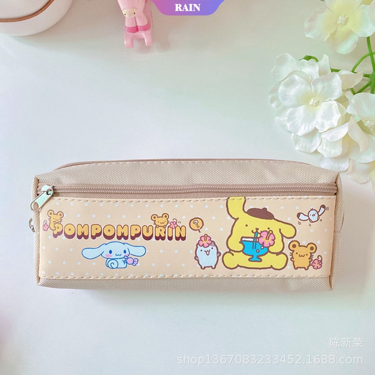SANRIO Túi Đựng Bút Hai Ngăn Họa Tiết Melody Melody/Mèo Hello Kitty/Caracon Dễ Thương Cho Bé
