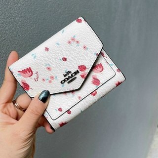 Ví c0ach small wallet with tulip meadow da thật siêu sang
