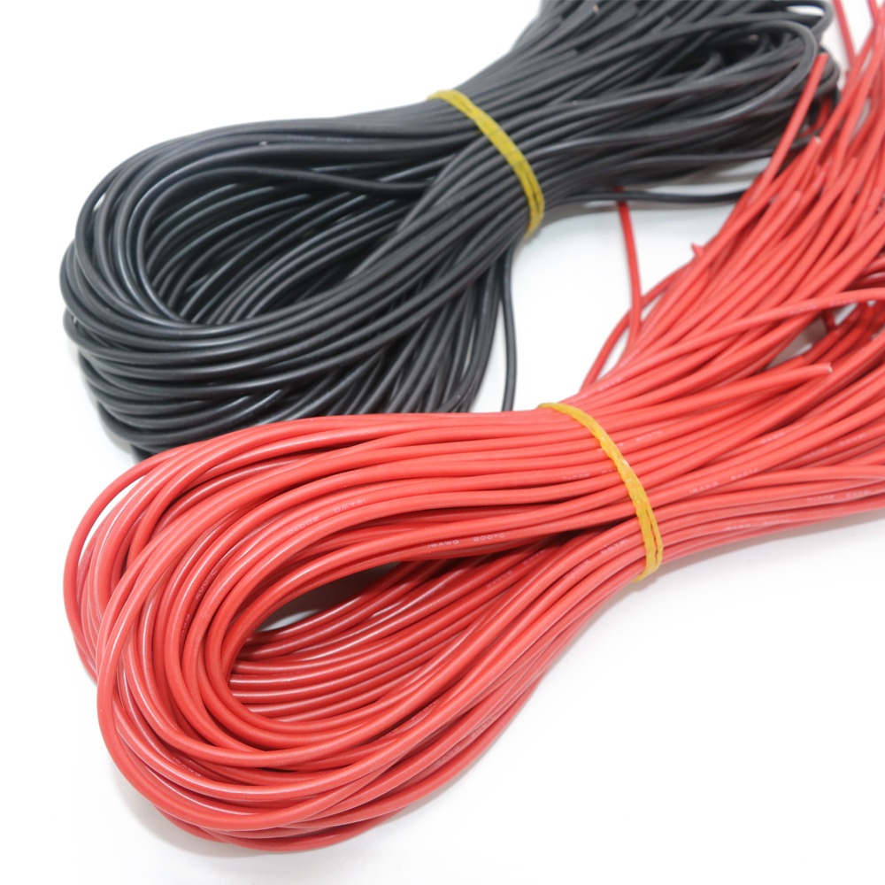 Cuộn Dây silicone 10M 14 / 16 / 18 / 20AWG 5M Màu Đen Đỏ