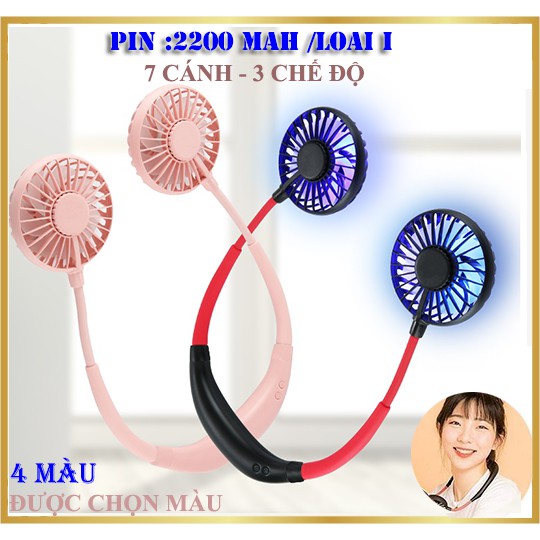 (HÀNG LOẠI I - 2200mAh)Quạt đeo cổ xoay 360 độ, quạt mini smart fan, quạt tích điện cổng sạc USB,tích hợp sẵn pin