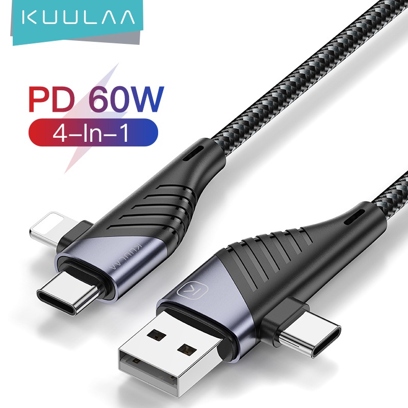 KUULAA Cáp Sạc Nhanh Hai Đầu Đa Năng 65w Cho Apple Và Android