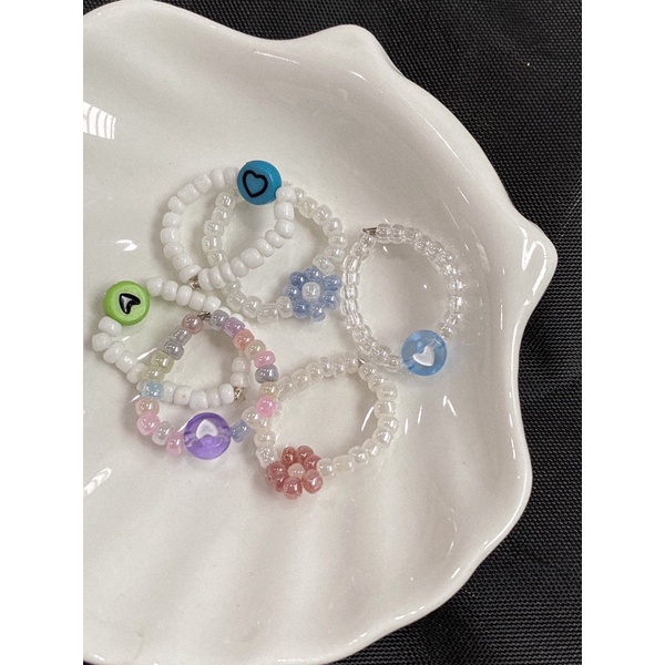 Nhẫn hạt cườm - Beaded rings phong cách hot trend màu pastel thời trang | Made by Glamorizzz |