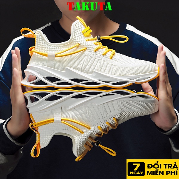 Giày Sneaker Nam thể thao màu trắng cổ cao cho học sinh phong cách Hàn Quốc TAKUTA mã A85V