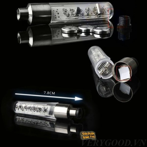 Đèn van xe đạp DX19 gắn van xe 7 bóng led có chữ