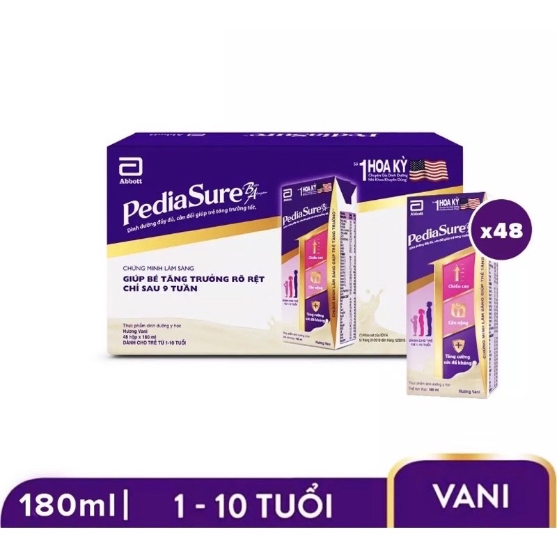 [Date T9/22] Thùng 48 Hộp Sữa nước Pediasure Vani 180ml/ hộp