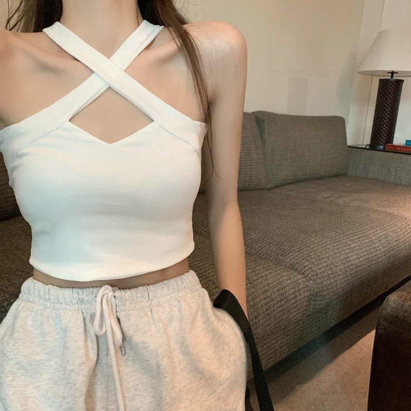 Áo Hai Dây Nữ Chéo Trước Sành Điệu, Áo Croptop Hai Dây Ôm Dáng SIXTEEN.