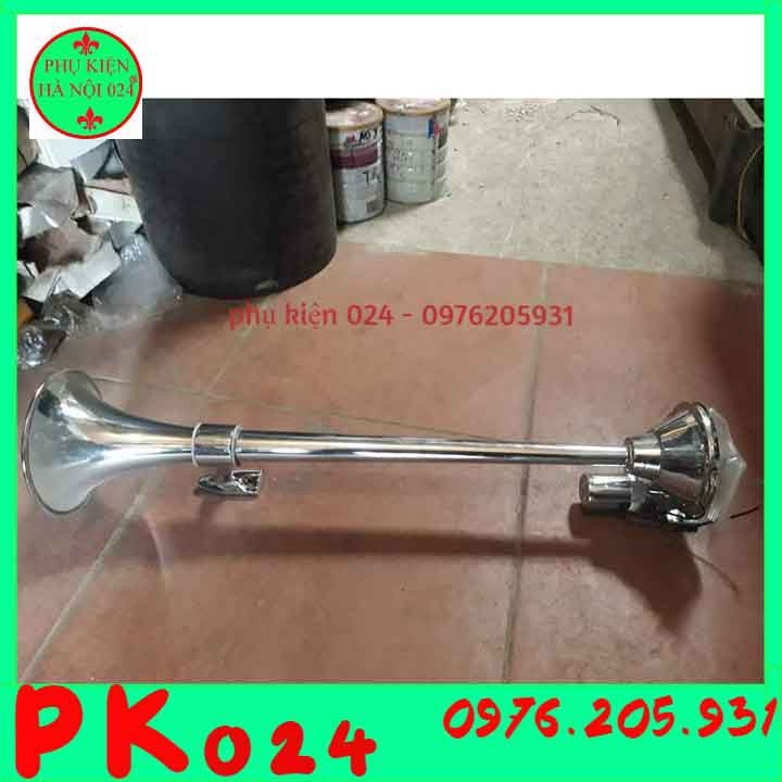 Còi Hơi, Kèn Hơi 1 Loa Mạ Chrome 60cm - 70cm Cho Ô Tô Dùng Điện 24V