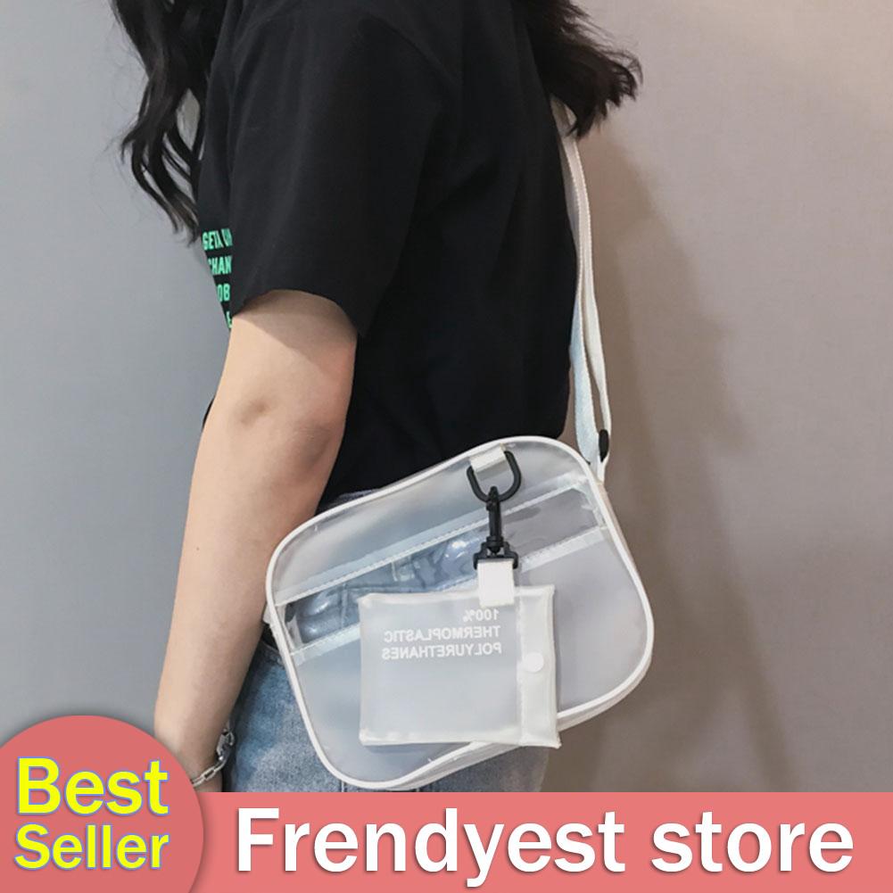 Túi đeo chéo nhựa PVC trong suốt khóa kéo cho nữ