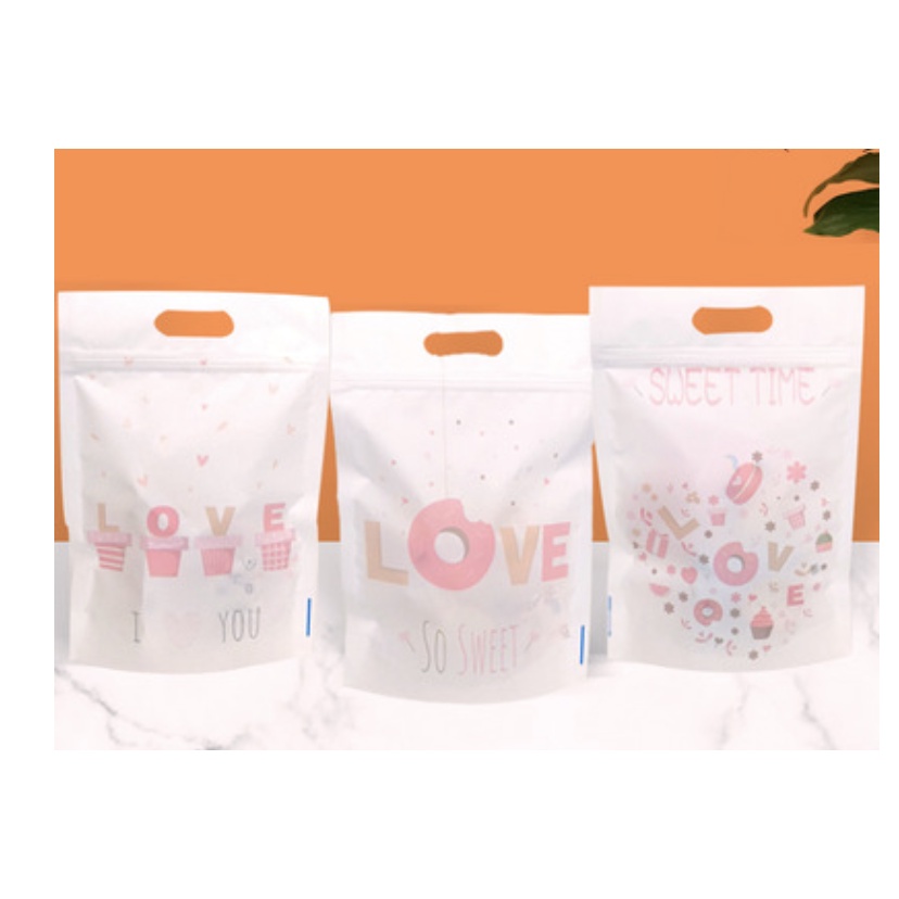 Set 10 túi zip đựng bánh cookie, quà tặng Love 15,5 x 22 x 5 cm